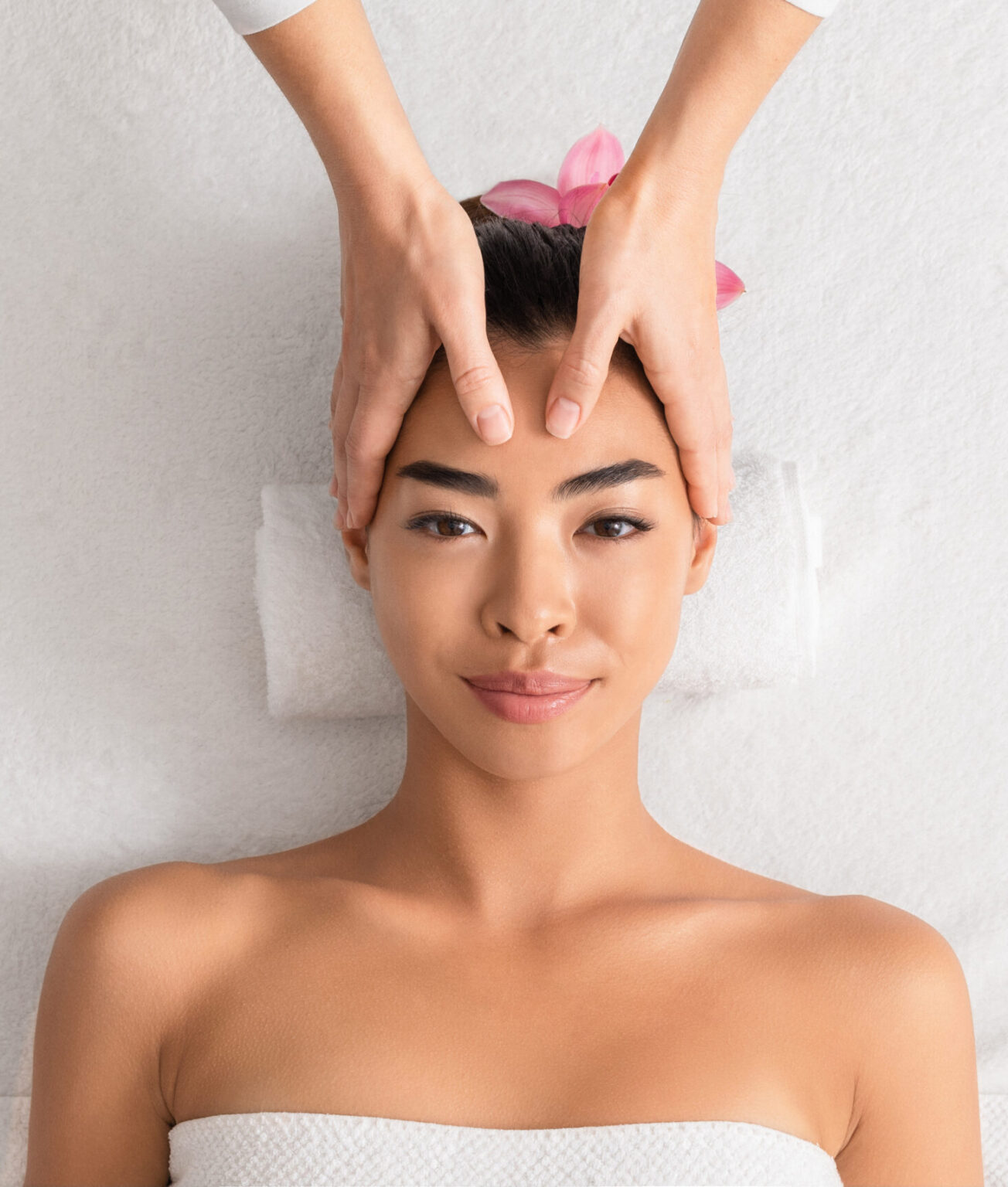 Young asian woman enjoying head spa